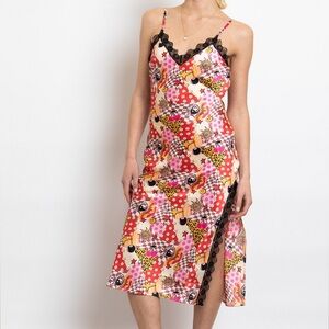 Daisy Street Star and Peace Sign Patterned Slip Dress